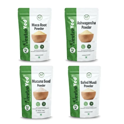 Combo Ashwagandha, Safed Musli, Kaunch Beej/Mucuna &amp; Maca Powder image 1